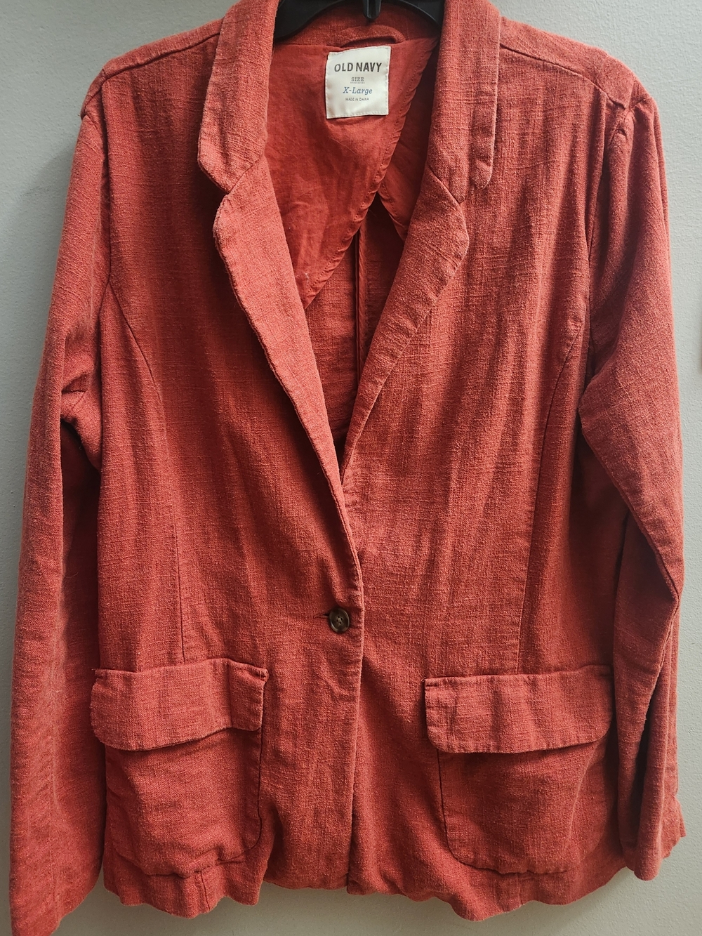 Old Navy Women's XL Rust Burnt Orange Linen Blend Single-Button Blazer